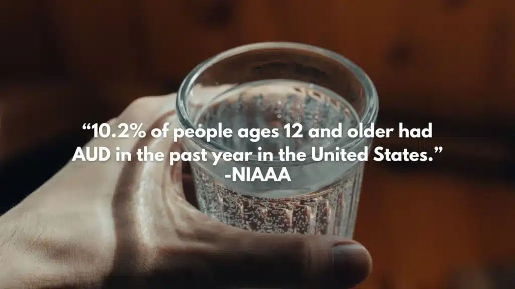 Fact card showing 10.2% of people ages 12 and older in the U.S. had alcohol use disorder in the past year. Fact card showing 10.2% of people ages 12 and older in the U.S. had alcohol use disorder in the past year.