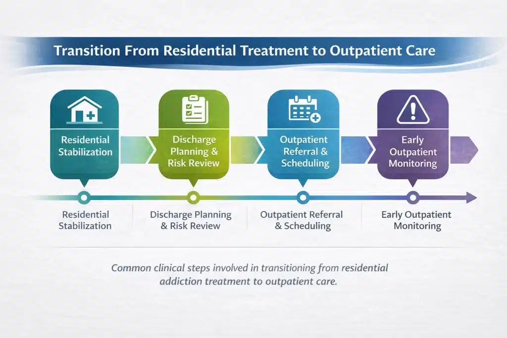 Visual representation of step-down from residential addiction treatment to outpatient care in New Jersey