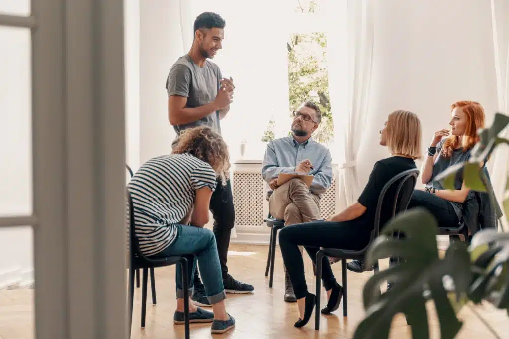 Group therapy session as part of opioid addiction treatment in New Jersey