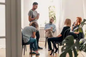 Group therapy session as part of opioid addiction treatment in New Jersey